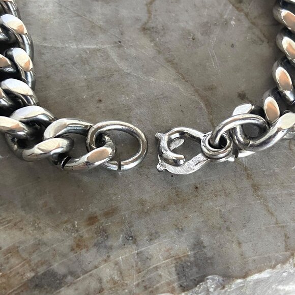 VTG Elco Solid Sterling Silver 925 Chunky Unisex ID Curb Chain Bracelet 7.75" - Picture 10 of 16